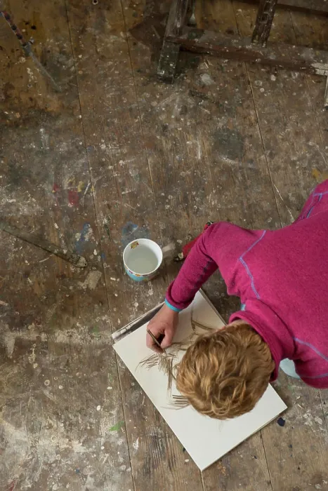Framed Print : Female artist making sketch in art studio, Bavaria, Germany Framed Print : Female artist making sketch in art studio, Bavaria, Germany