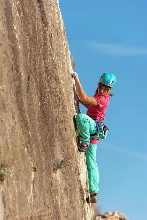 Framed Print : Female rock climber in Toix Est, Calpe, Costa Blanca, Alicante Province, Spain