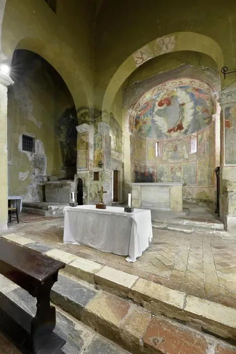 Framed Print : Ferentillo (Umbria - Tr), abbey of San Pietro in Valle. Church interior, presbytery area Framed Print : Ferentillo (Umbria - Tr), abbey of San Pietro in Valle. Church interior, presbytery area