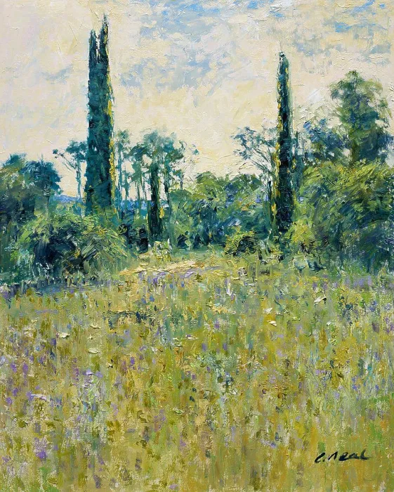 Framed Print : Field Scene Near Lorgues, Provence, France- Morning, July 2003 Charles Neal (b.1951 / British) Oil on panel Framed Print : Field Scene Near Lorgues, Provence, France- Morning, July 2003 Charles Neal (b.1951 / British) Oil on panel