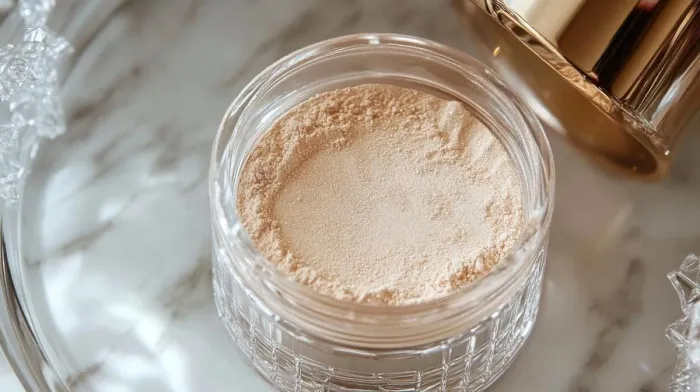 Framed Print : A finely milled loose powder rests in a crystal jar Framed Print : A finely milled loose powder rests in a crystal jar