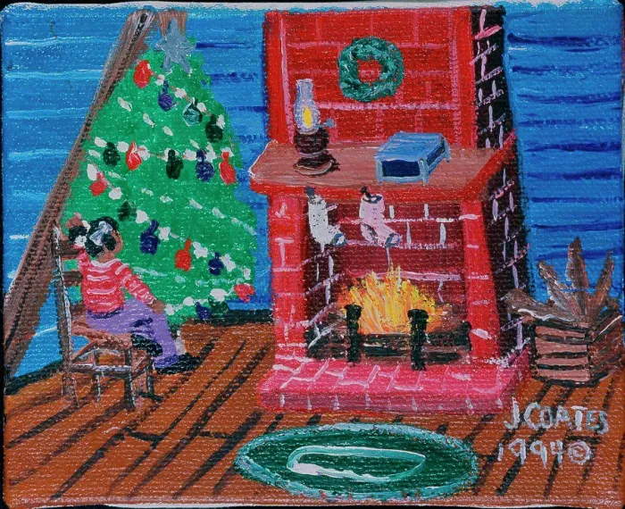 Framed Print : My First Christmas Tree 1994 Jessie Coates (20th Century / American) Acrylic on canvas Private Collection