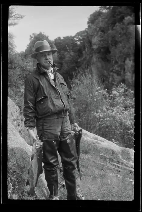 Framed Print : Fisherman, Taupo trip, 1938, Bay of Plenty, by J.W. Chapman-Taylor Framed Print : Fisherman, Taupo trip, 1938, Bay of Plenty, by J.W. Chapman-Taylor