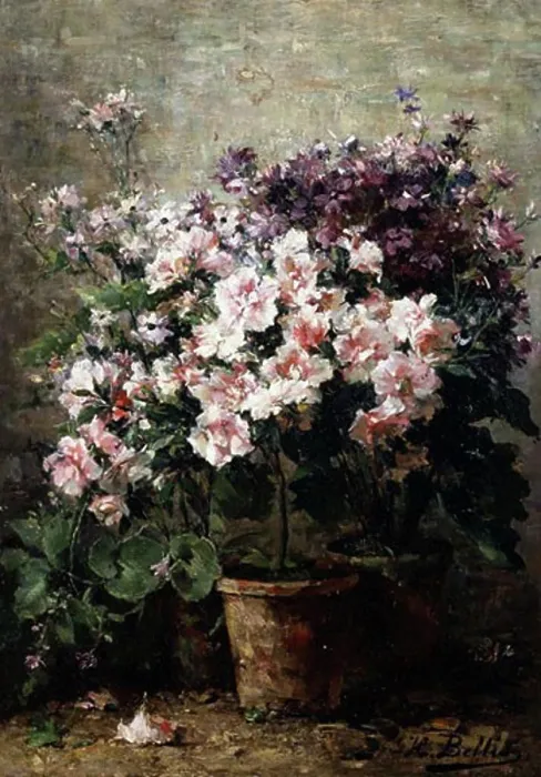 Framed Print : A Floral Composition Hubert Bellis (1831-1902 Belgian)