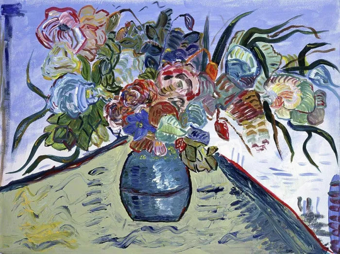 Framed Print : Flowers in Blue Vase 1994 William W. Huggin (b.1966 / American) Acrylic on Canvas Private Collection Framed Print : Flowers in Blue Vase 1994 William W. Huggin (b.1966 / American) Acrylic on Canvas Private Collection