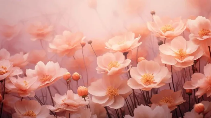 Framed Print : The flowers are a soft peach color, close up macro nature background