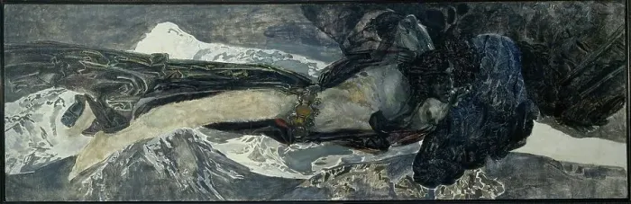 Framed Print : Flying Demon by Vrubel, Mikhail Alexandrovich (1856-1910)  /  State Russian Museum