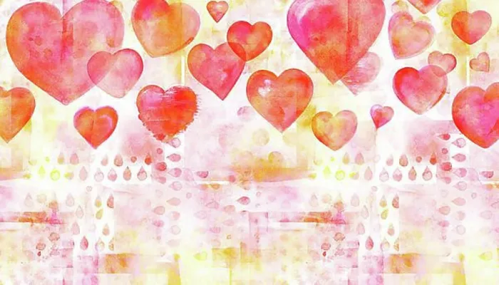 Framed Print : A frame with hand drawn watercolor hearts