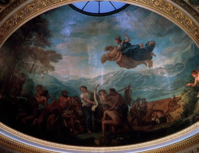 Framed Print : France, Paris, Bibliotheque Du Palais Bourbon, La Culture by Eugene Delacroix, fresco, (1798-1863) Framed Print : France, Paris, Bibliotheque Du Palais Bourbon, La Culture by Eugene Delacroix, fresco, (1798-1863)