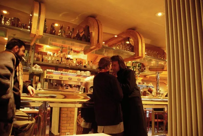 Framed Print : France, Paris. Couple At Cafe Bar, Tabac St. Sulpice Framed Print : France, Paris. Couple At Cafe Bar, Tabac St. Sulpice