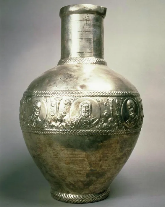 Framed Print : France, Paris, Musee Du Louvre, Silver vase from Syria, 6th century