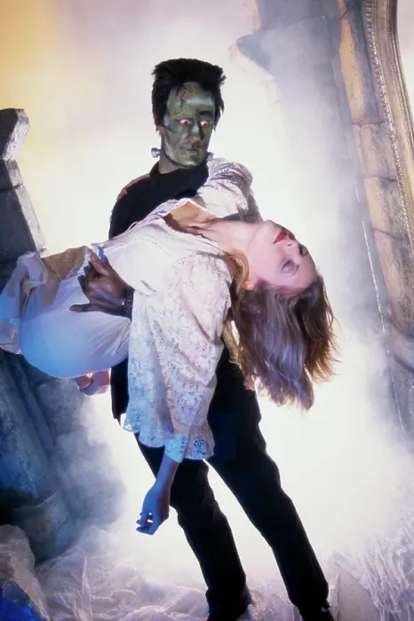 Framed Print : Frankenstein carrying a young woman Framed Print : Frankenstein carrying a young woman
