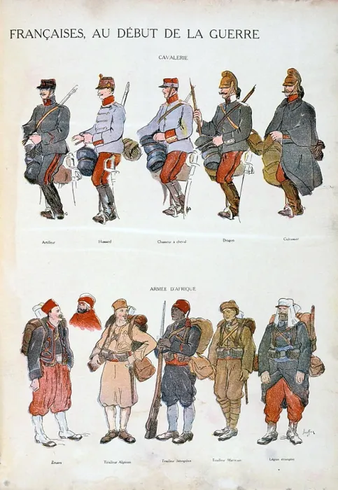 Framed Print : French army uniforms, World War One