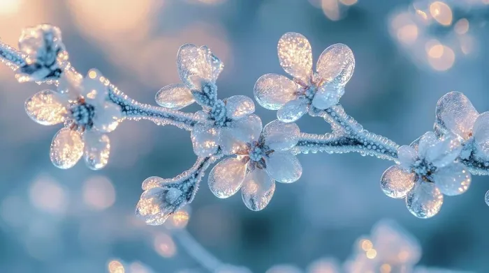 Framed Print : Frozen Blossoms Icy Winter Flowers Close Up