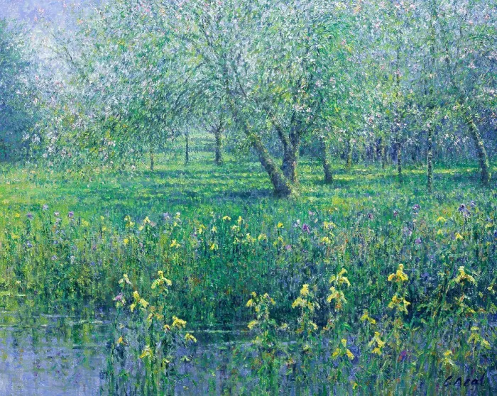 Framed Print : The Garden at the Old Post Office, Rendcomb, Gloucestershire 2004 Charles Neal (b.1951 British) Oil on canvas Framed Print : The Garden at the Old Post Office, Rendcomb, Gloucestershire 2004 Charles Neal (b.1951 British) Oil on canvas