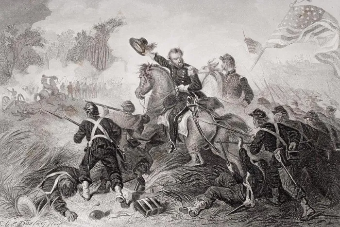 Framed Print : General Lyons charge at the Battle of Wilsons Creek Missouri 1861 in which he was killed Framed Print : General Lyons charge at the Battle of Wilsons Creek Missouri 1861 in which he was killed