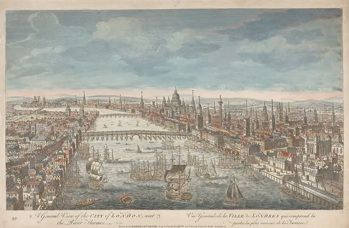 Framed Print : General View City London Next River Thames Eighteenth Century Framed Print : General View City London Next River Thames Eighteenth Century