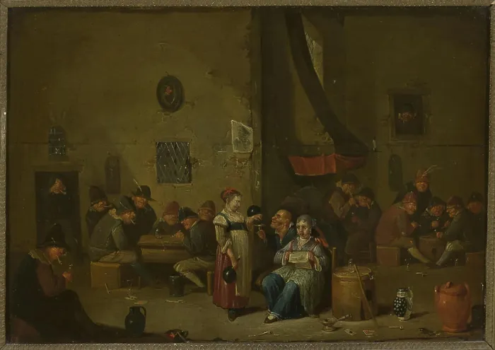 Framed Print : Genre scene in a tavern. Ravesteyn, Hubert van (1638-1683 / 1691), painter Framed Print : Genre scene in a tavern. Ravesteyn, Hubert van (1638-1683 / 1691), painter