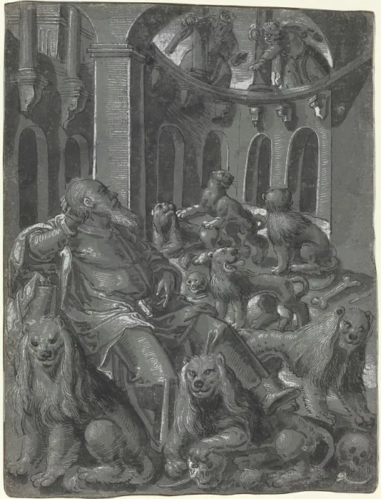 Framed Print : German 16th Century, Daniel in the Lions Den (recto), c 1600 Daniel in the Lions Den recto Framed Print : German 16th Century, Daniel in the Lions Den (recto), c 1600 Daniel in the Lions Den recto