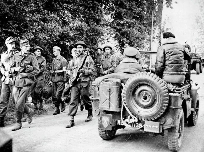 Framed Print : German Prisoners Stare At Montgomery -- Germans taken Prisoner in Normandy Stare at Gen Framed Print : German Prisoners Stare At Montgomery -- Germans taken Prisoner in Normandy Stare at Gen