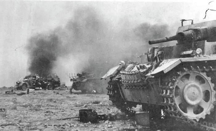 Framed Print : German Tanks -- The end of an attack ***** tanks