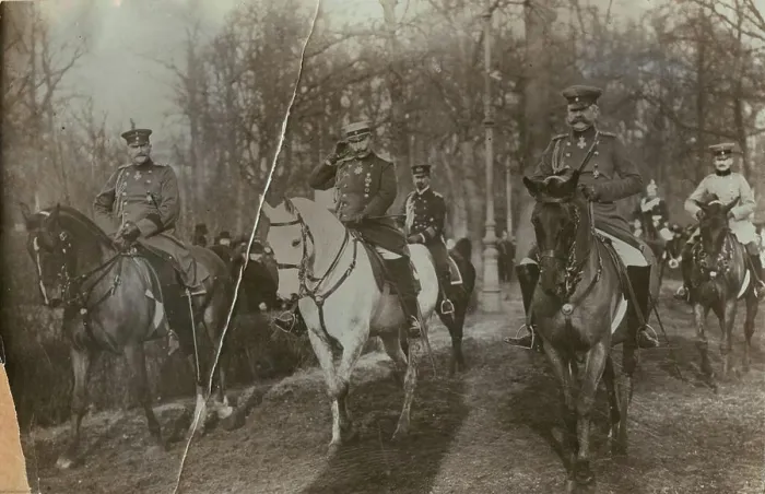 Framed Print : Germany, Berlin, Kaiser Wilhelm II (1859-1941) and Hindenburg on morning canter in Tiergarten, about 1905 Framed Print : Germany, Berlin, Kaiser Wilhelm II (1859-1941) and Hindenburg on morning canter in Tiergarten, about 1905