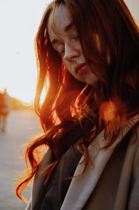 Framed Print : Ginger Girl with Freckles at Sunset near Old Architecture Framed Print : Ginger Girl with Freckles at Sunset near Old Architecture