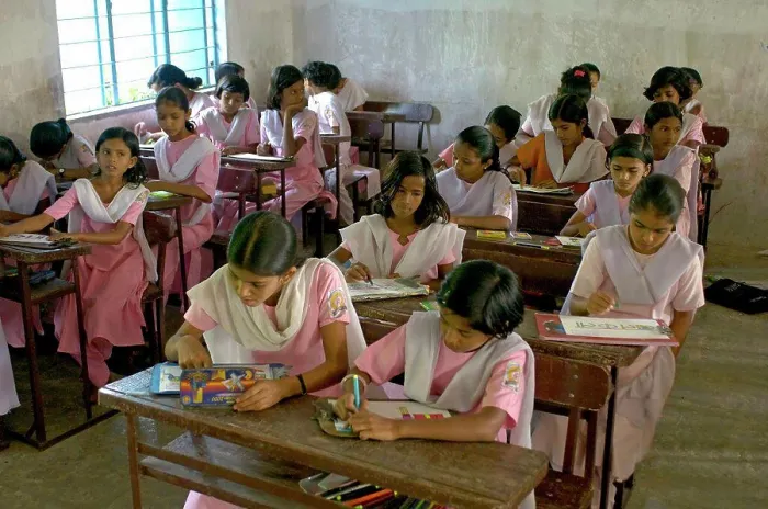 Framed Print : Girls In Classroom Of School At Ralegan Siddhi Near Pune, Maharashtra, India Framed Print : Girls In Classroom Of School At Ralegan Siddhi Near Pune, Maharashtra, India