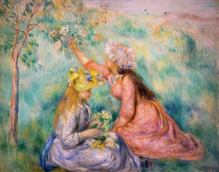Framed Print : Girls Picking Flowers in a Meadow; about 1890 Oil on canvas Pierre-Auguste Renoir French; 1841-1919 Framed Print : Girls Picking Flowers in a Meadow; about 1890 Oil on canvas Pierre-Auguste Renoir French; 1841-1919