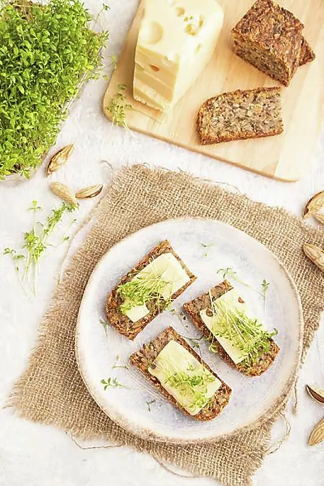Framed Print : Grain bread sandwiches with cheese and watercress microgreen on gray concrete background and linen textile Framed Print : Grain bread sandwiches with cheese and watercress microgreen on gray concrete background and linen textile