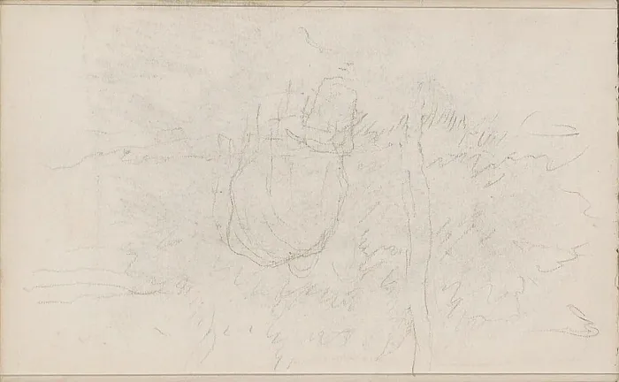 Framed Print : Grazing cow at a tree.Leaf 5 verso from a sketchbook with 41 sheets Framed Print : Grazing cow at a tree.Leaf 5 verso from a sketchbook with 41 sheets