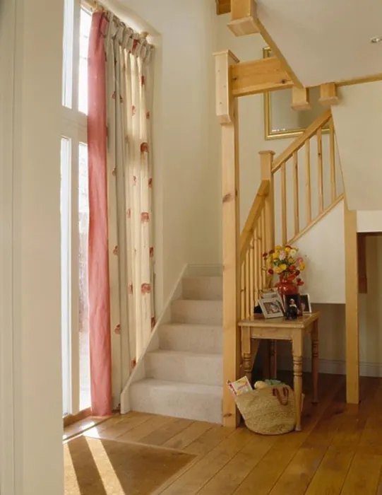 Framed Print : Grey carpet on open wooden staircase in modern white hall Framed Print : Grey carpet on open wooden staircase in modern white hall