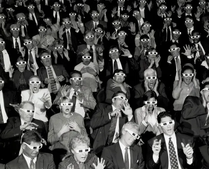 Framed Print : Group of people in a theater wearing 3-D glasses Framed Print : Group of people in a theater wearing 3-D glasses