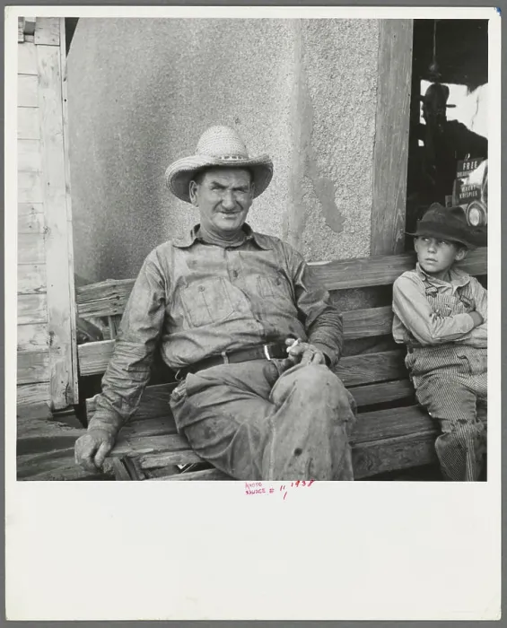 Framed Print : One of a group of western Oklahoma wheat farmers congregated at crossroads service station