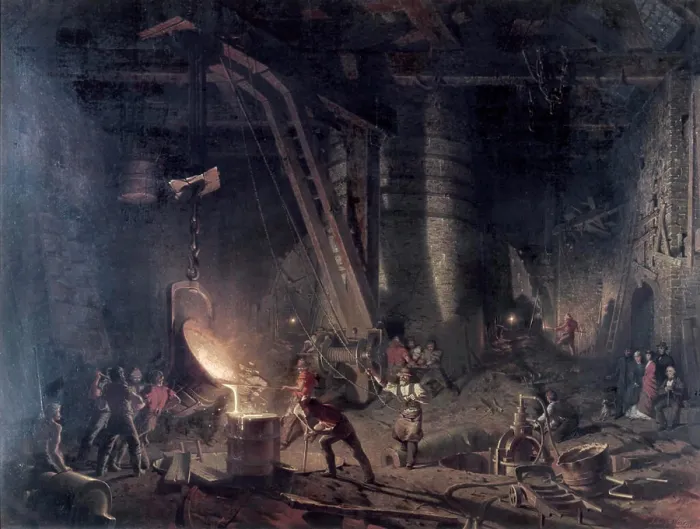 Framed Print : Gun Foundry by unknown painter Framed Print : Gun Foundry by unknown painter