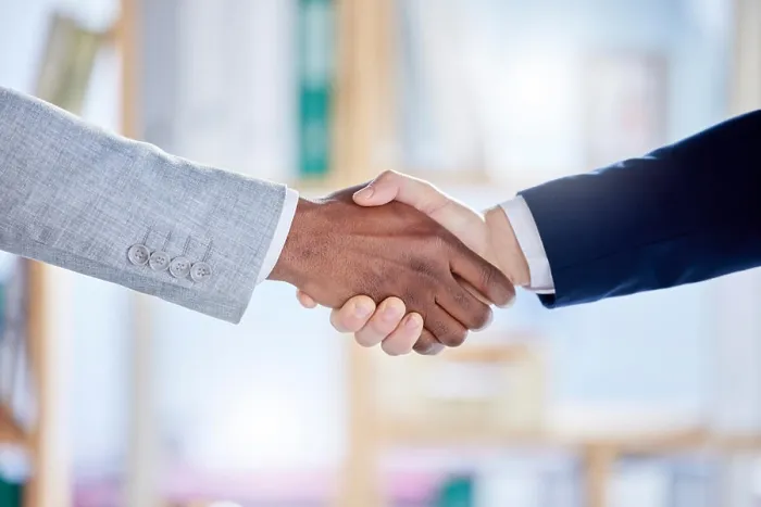 Framed Print : Handshake, partnership and hands of business people in office for recruitment Framed Print : Handshake, partnership and hands of business people in office for recruitment