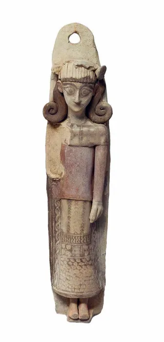 Framed Print : Hanging plate in the form of a goddess, Classical Antiquities Framed Print : Hanging plate in the form of a goddess, Classical Antiquities