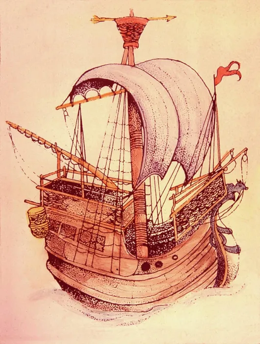Framed Print : Hanseatic Cog cargo ship, 13th cent. Woodcut Framed Print : Hanseatic Cog cargo ship, 13th cent. Woodcut