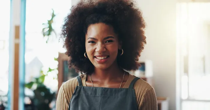 Framed Print : Happy, portrait and ceramics with black woman in studio for small business owner Framed Print : Happy, portrait and ceramics with black woman in studio for small business owner
