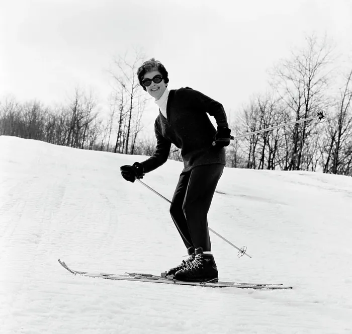 Framed Print : Happy woman skiing Framed Print : Happy woman skiing