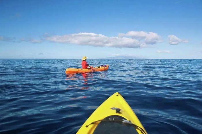 Framed Print : Hawaii, Maui, Kayakers on the south coast of Maui
