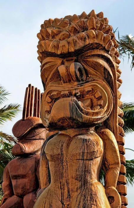 Framed Print : Hawaii, Oahu, Large Wooden Tiki Statues Greet Visitors Outside Of The Polynesian Cultural Center Entrance Framed Print : Hawaii, Oahu, Large Wooden Tiki Statues Greet Visitors Outside Of The Polynesian Cultural Center Entrance