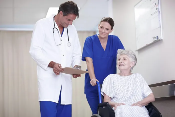 Framed Print : Healthcare, happy and senior woman with doctor Framed Print : Healthcare, happy and senior woman with doctor