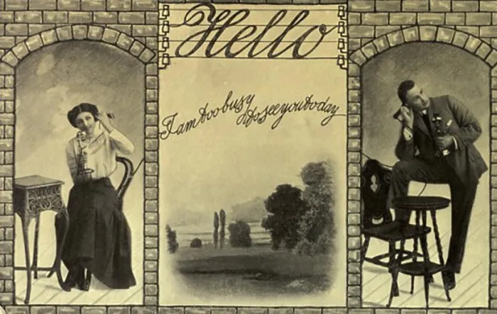 Framed Print : Hello, I Am Too Busy To See You Today 1912 Postcard Private Collection Framed Print : Hello, I Am Too Busy To See You Today 1912 Postcard Private Collection
