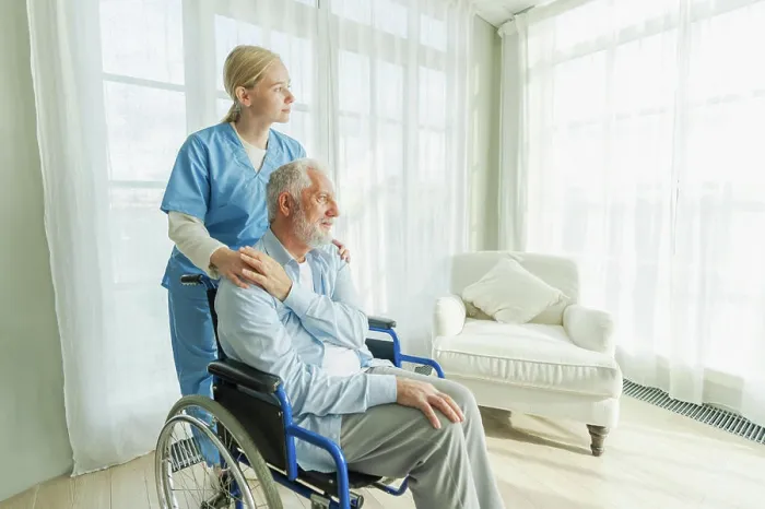 Framed Print : Help to support health care in old age Framed Print : Help to support health care in old age