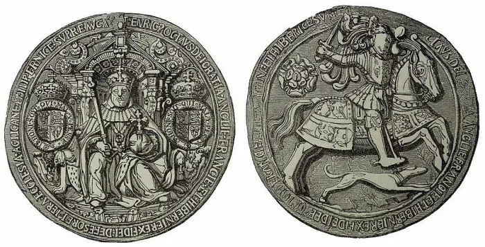 Framed Print : HENRY VIII (1491-1547) King of England from 1509 Engraving of his Great Seal