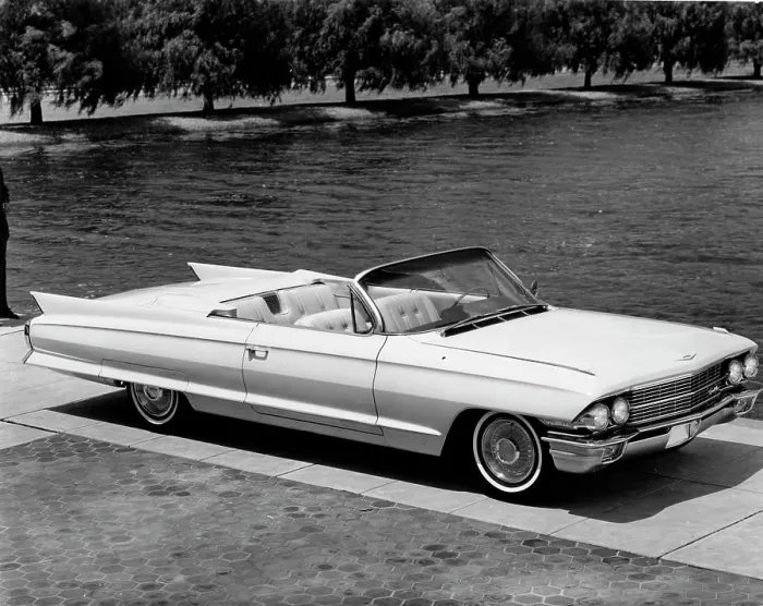 Framed Print : High angle view of a convertible car parked near lake, 1962 Cadillac Series 62 Framed Print : High angle view of a convertible car parked near lake, 1962 Cadillac Series 62