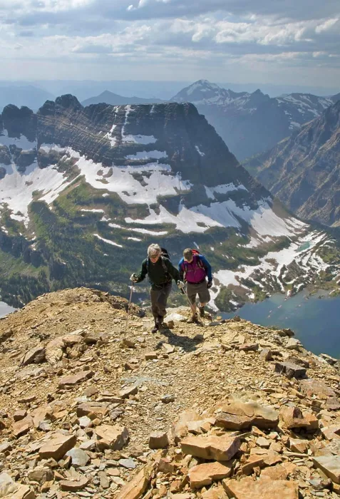 Framed Print : Hikers ascend the final pitch to the summit of Reynolds Mountain in Glacier National Park in Montana (MR) Framed Print : Hikers ascend the final pitch to the summit of Reynolds Mountain in Glacier National Park in Montana (MR)