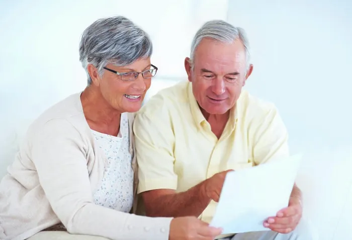 Framed Print : Home, senior couple and budget with document for finance Framed Print : Home, senior couple and budget with document for finance