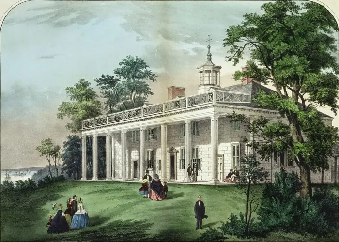 Framed Print : The Home Of Washington Currier & Ives (1834-1907 American)